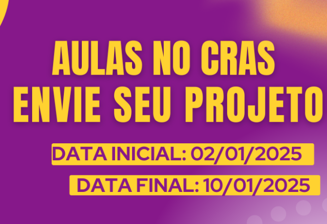  Secretaria de Assistência Social comunica que estará recebendo projetos para interessados em dar aulas de artesanato no CRAS.
